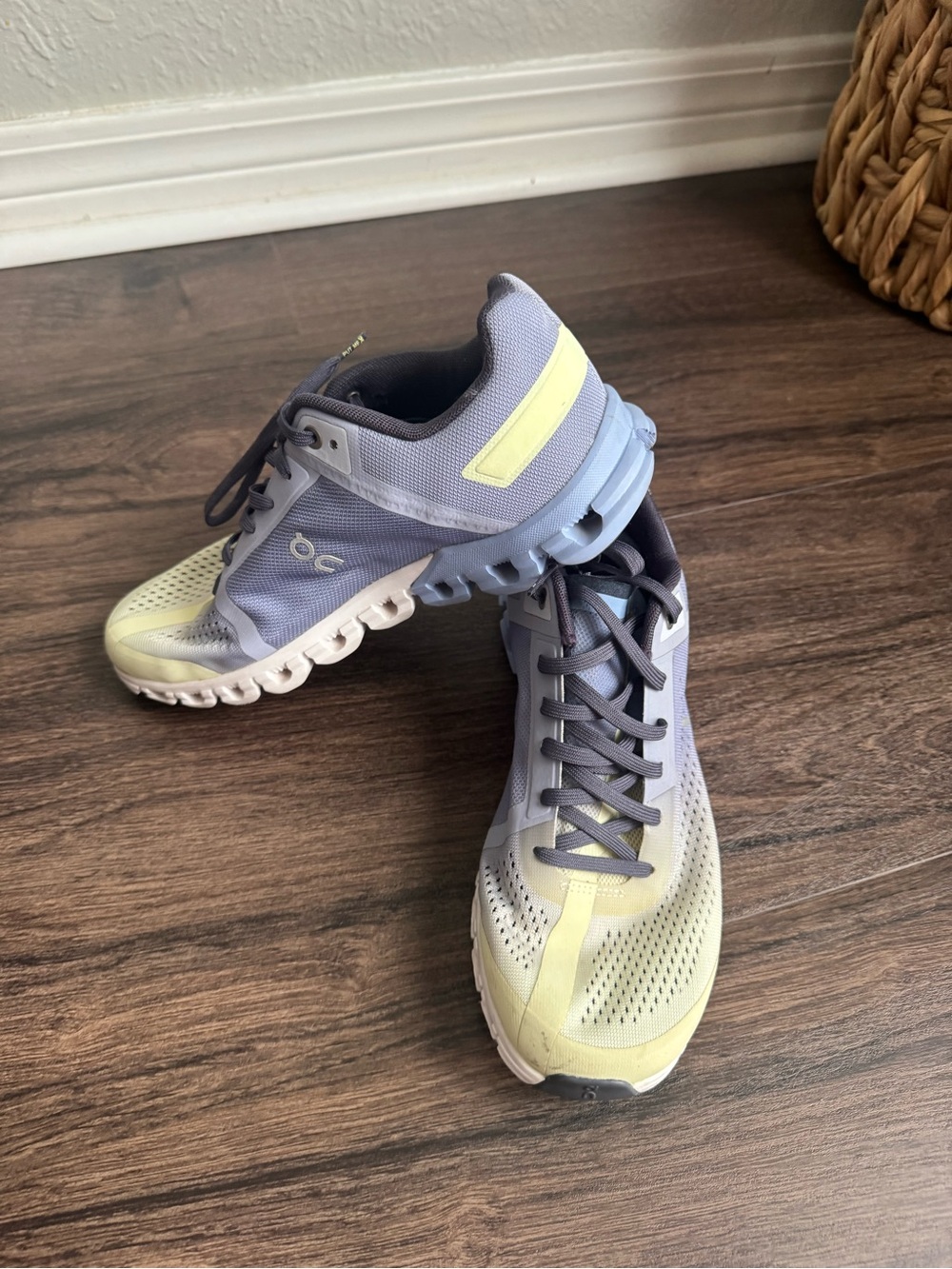 On Running Women's Lavender and Pale Yellow Cloudswift Running Shoes